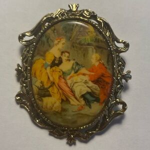 Vintage Victorian Scene Cameo Brooch